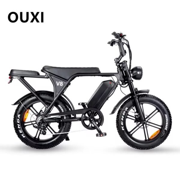 OUXI V8 5.0 2025 Edition fatbike inclusief gratis alarm , achterzitje en voetsteuntjes en tas en pomp