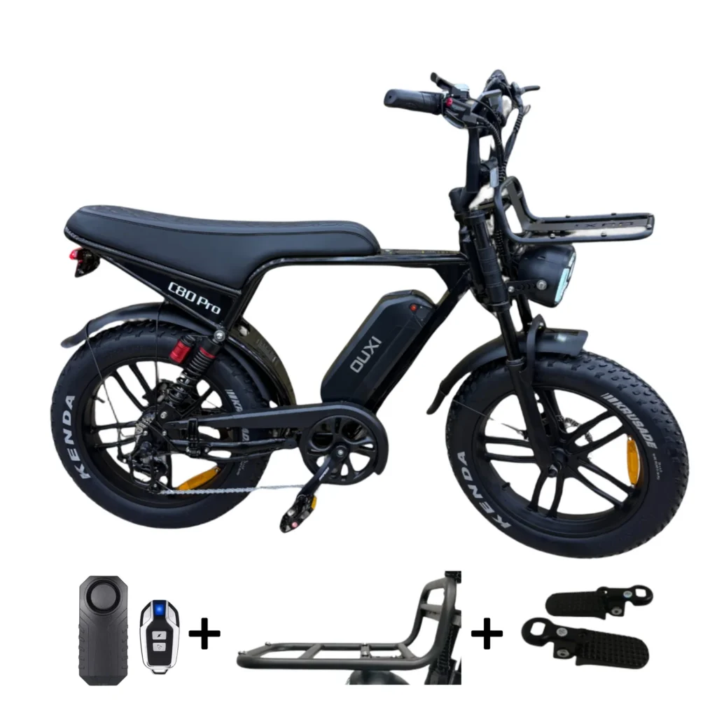 OUXI C80 PRO 2025 Edition E-bike, fatbike inclusief gratis alarm , Voorrekje, voetsteuntjes, tas en pomp