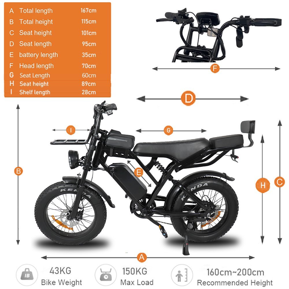 X80 PRO 2025 Edition  fatbike inclusief gratis achterzitje en voetsteuntjes en tas en voorrekje met Slim alarmsysteem en geïntegreerde GPS-tracking