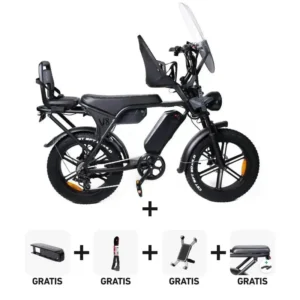 Ouxi V8 Max Family Bike 2026 Special Edition - Dubbele Accu, Inclusief Voor- en Achter Kinderzitje & Windscherm